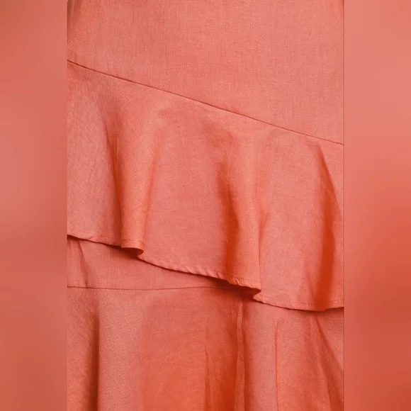 Lulus Brielle Coral Orange Ruffled Skater Dress - Picture 4 of 5